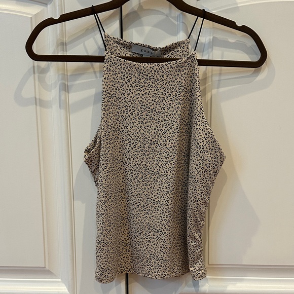 Gaze Women's Leopard Print Halter Tank Top - Black and Cream - Picture 1 of 6